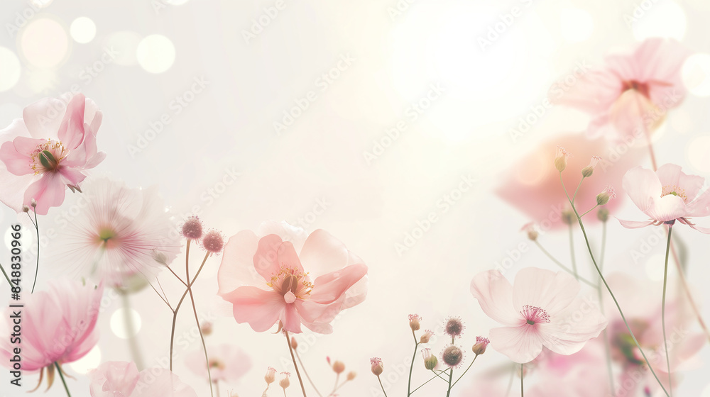 Abstract flower background with empty space for text. Gentlel colors style wallpaper with flower and botanical elements. Abstract flower background with empty space for text. Gentlel colors style wallpaper with flower and botanical elements.