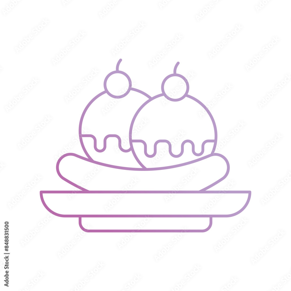 banana split icon with white background vector stock illustration banana split icon with white background vector stock illustration