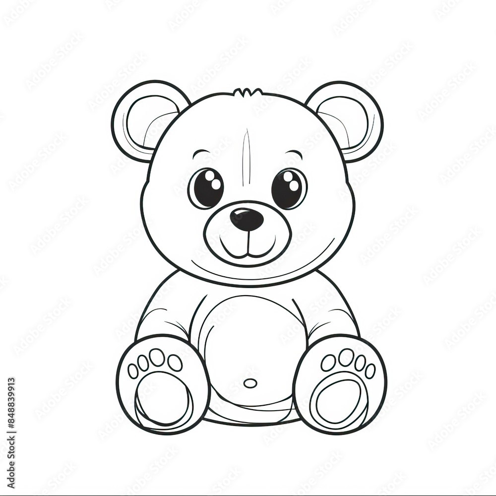 Cute bear toy. It is sitting. Simple vector illustration in style outline, Bear Drawing Cute bear toy. It is sitting. Simple vector illustration in style outline, Bear Drawing