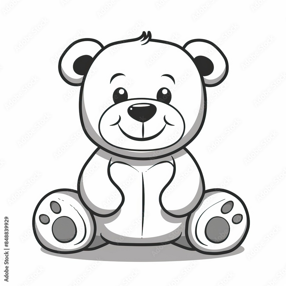 Cute bear toy. It is sitting. Simple vector illustration in style outline, Bear Drawing Cute bear toy. It is sitting. Simple vector illustration in style outline, Bear Drawing