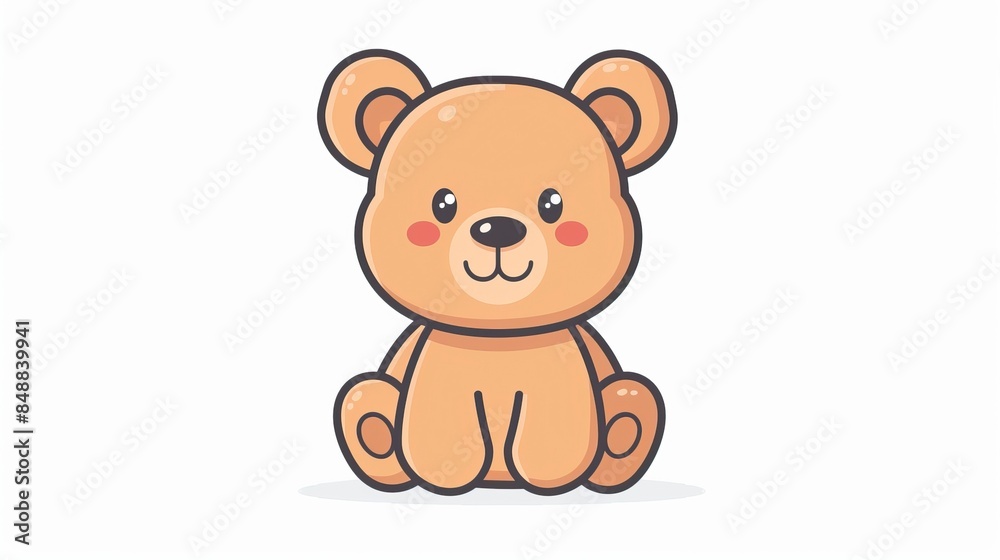 Cute bear toy. It is sitting. Simple vector illustration in style outline, Bear Drawing Cute bear toy. It is sitting. Simple vector illustration in style outline, Bear Drawing