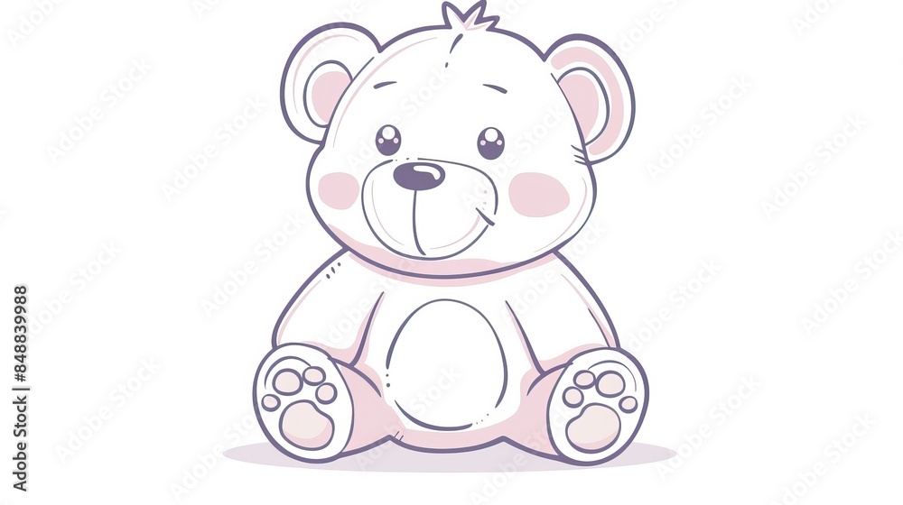 Cute bear toy. It is sitting. Simple vector illustration in style outline, Bear Drawing Cute bear toy. It is sitting. Simple vector illustration in style outline, Bear Drawing
