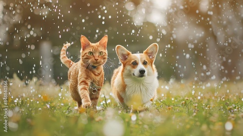 golden retriever running in the park.