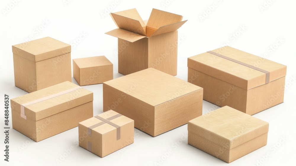 Group of cardboard boxes isolated on a white background Group of cardboard boxes isolated on a white background