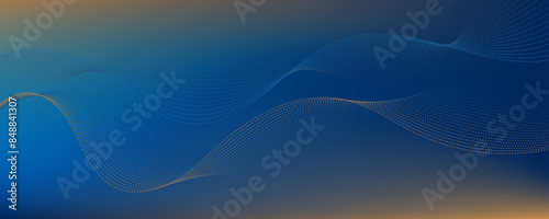 Abstract vector gradient background blue orange waves 