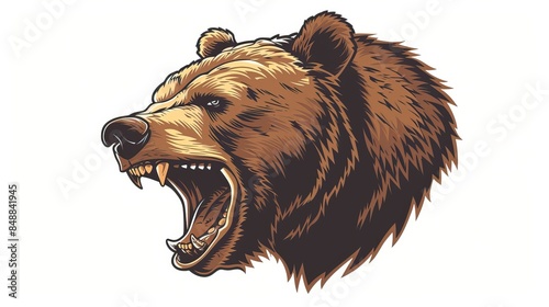 Roaring bear head isolated on white, mascot vector, Bear Drawing