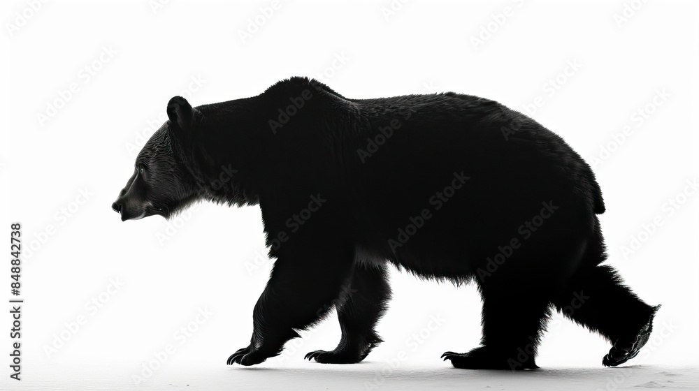 Fototapeta premium silhouette bear isolated on white background, Bear Drawing