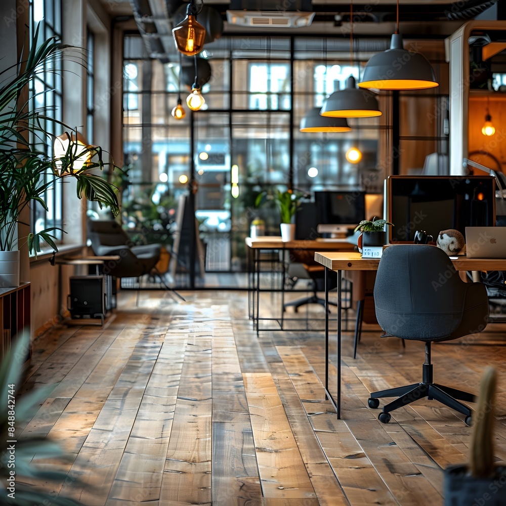 Inviting Hybrid Office Space with Mix of Remote and Traditional Work Setups Inviting Hybrid Office Space with Mix of Remote and Traditional Work Setups