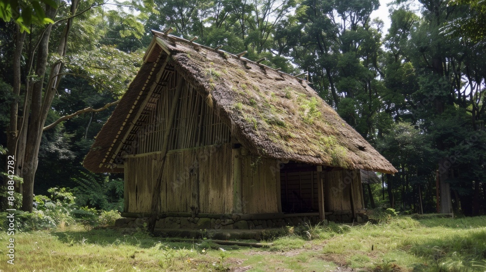 Tribal Hut having thatched roof, made from Bamboo Straws and sticks. Typical house form of Tribal areas of Eastern India. Such houses are temporary and regulate temperature in natural way. - Image. Tribal Hut having thatched roof, made from Bamboo Straws and sticks. Typical house form of Tribal areas of Eastern India. Such houses are temporary and regulate temperature in natural way. - Image.