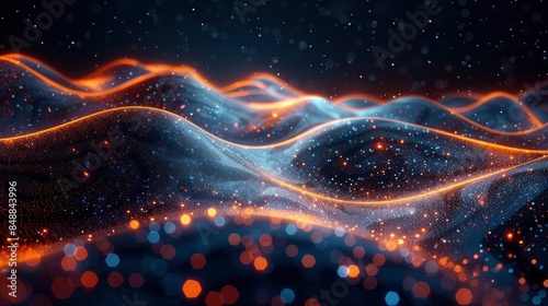 Abstract Wave Art Of Connections In A Cityscape, Abstract Background HD For Designer
