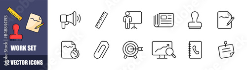 Work set icons. Simple icons. Linear style. Vector icons.