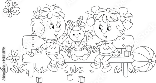 Happy little girl playing w...