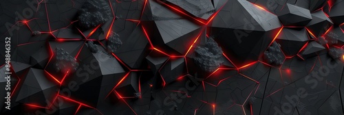  a wallpaper for a with black mathematical shapes with red glowing details, it is surrealistic and abstract,