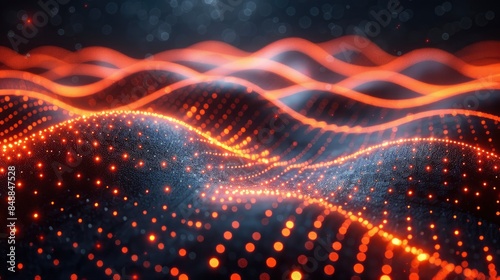 Abstract Wave Representation Of Connections In A Particle System, Abstract Background HD For Designer
