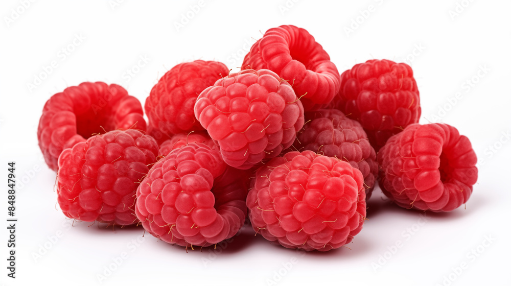 Ripe group of raspberries fruit isolated on white background. Ripe group of raspberries fruit isolated on white background.