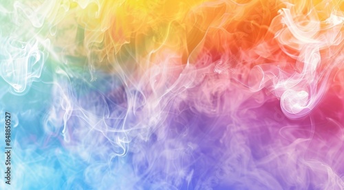 A mesmerizing abstract background featuring swirls of colorful smoke. Hues of orange, pink, blue, purple, and green blend seamlessly, creating a dreamy and surreal visual experience