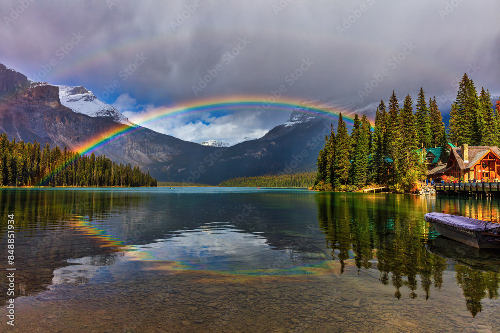 Naklejka premium rainbow of Emerald Lake
