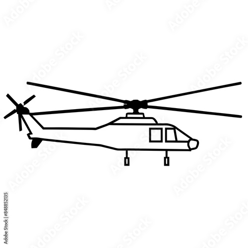 military Helicopter Silhouette on white background vector illustration