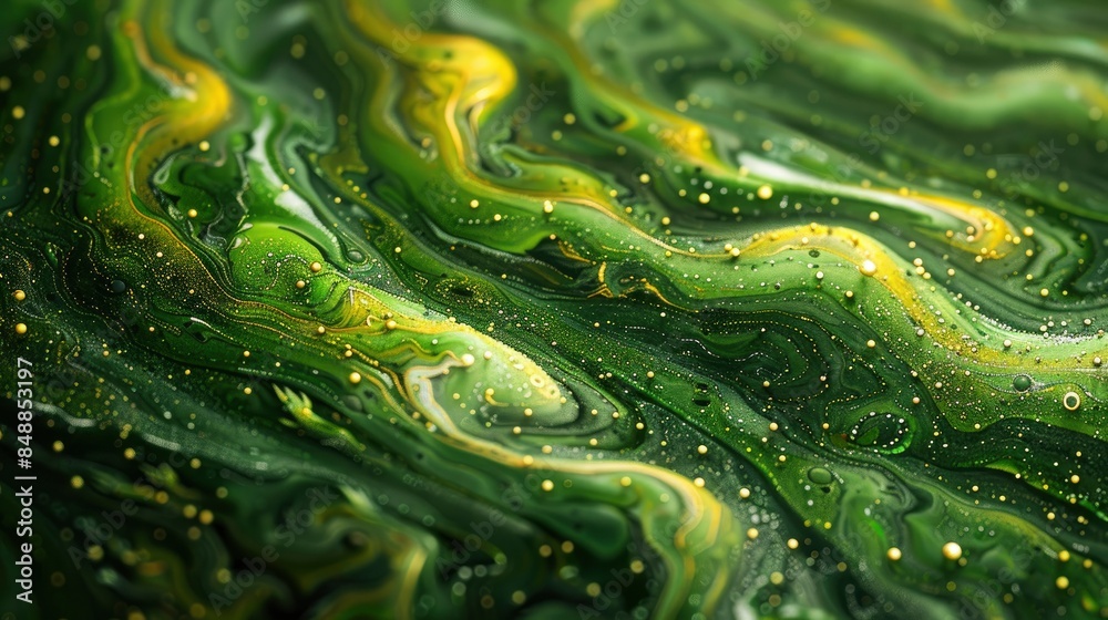 Obraz premium Abstract Green Art With A Touch Of Gold, Abstract Background HD For Designer