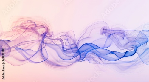 Graceful, wavy abstract forms in soft pink, purple hues float smoothly against a light background, creating a delicate, smoke-like fluid effect in this visually captivating artwork © Lena_Fotostocker
