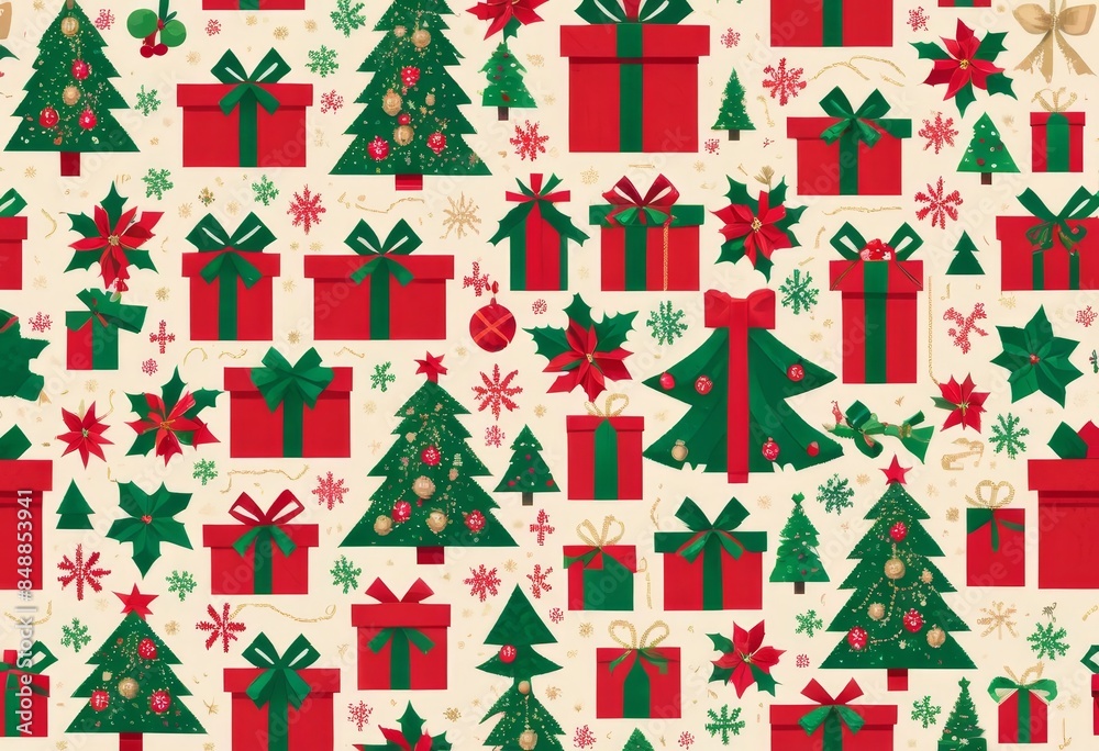  BEIGE christmas background with christmas trees