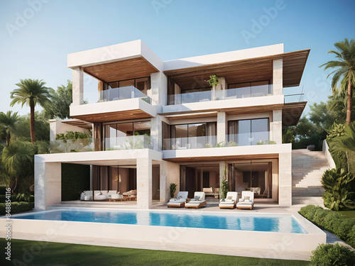 Modern villa with swimingpool photo