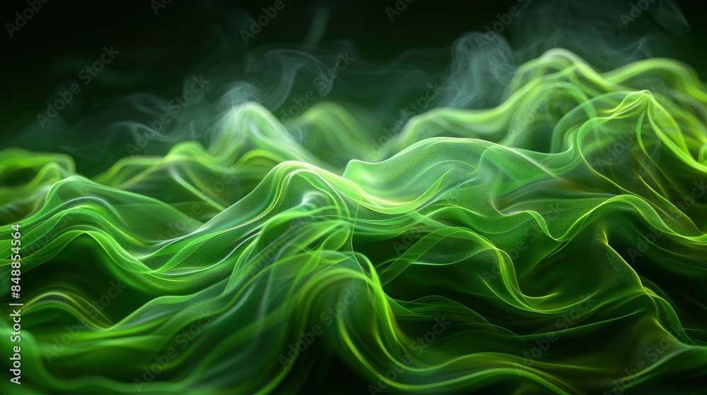Fototapeta premium Abstract Green Waves With A Sense Of Motion, Abstract Background HD For Designer