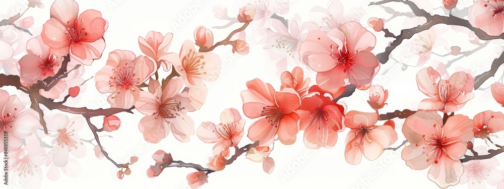 Pattern of delicate cherry blossoms in bloom. Pattern of delicate cherry blossoms in bloom.