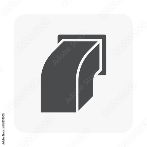 Hood wall vent cap vector icon. Square pipe galvanized steel sheet for ductwork by install end exhaust pipe from kitchen or factory on side wall exterior in ventilation system.