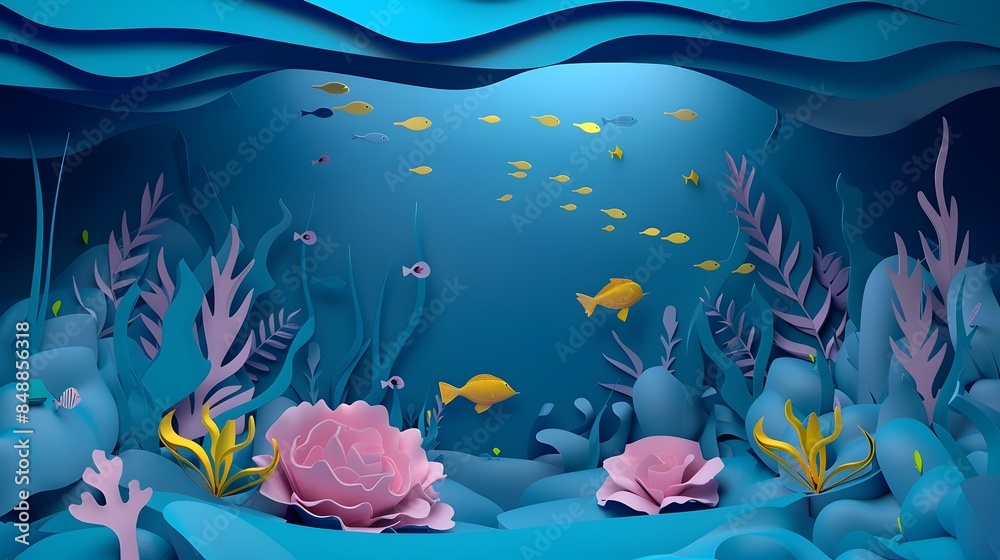 Serene Underwater World in 3D Paper Cut Art Serene Underwater World in 3D Paper Cut Art
