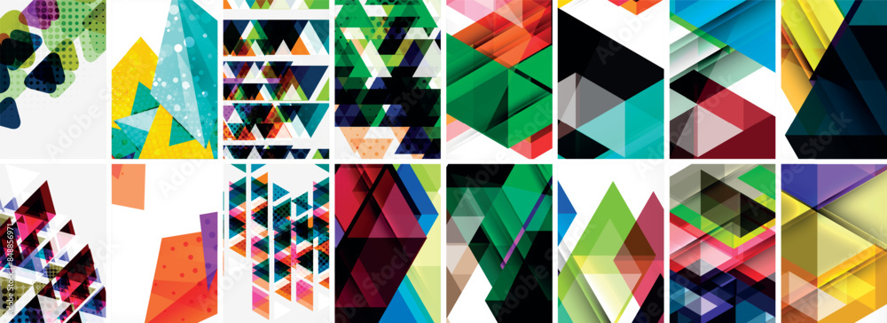 Triangles and circles abstract shapes templates set Triangles and circles abstract shapes templates set