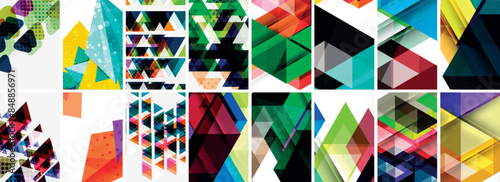 Triangles and circles abstract shapes templates set