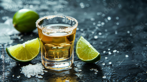 Mexican tequila with lime and salt