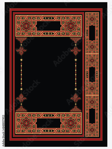 Arabic Islamic Style Book Cover Design with Arabic Pattern Border
