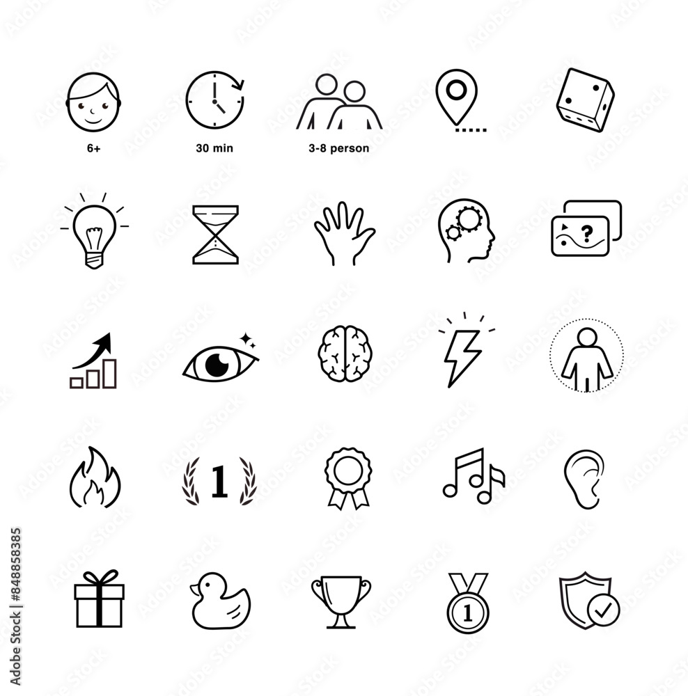 Fototapeta premium Board game icons set. The outline icons are well scalable and editable. Contrasting elements are good for different backgrounds. EPS10.