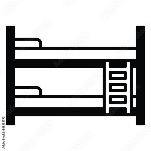 bunk bed icon vector or logo illustration outline black color style