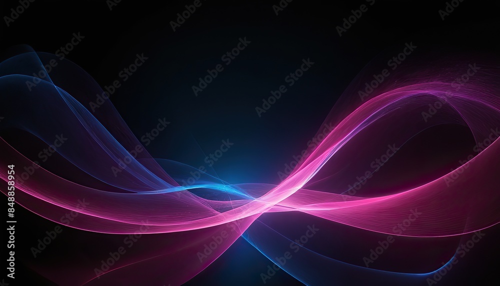 abstract luminous blue and pink curve trail of glowing glitters on plain black banner design background abstract luminous blue and pink curve trail of glowing glitters on plain black banner design background