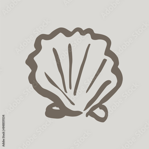 Sea shell logo sketch in elegant neutral colors