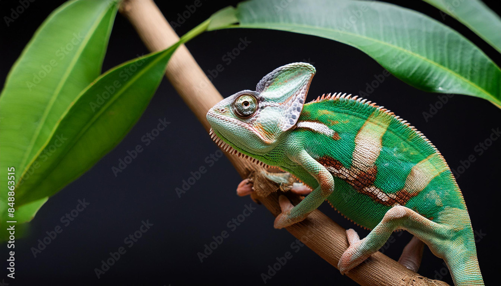 Fototapeta premium chameleon on a branch tree 