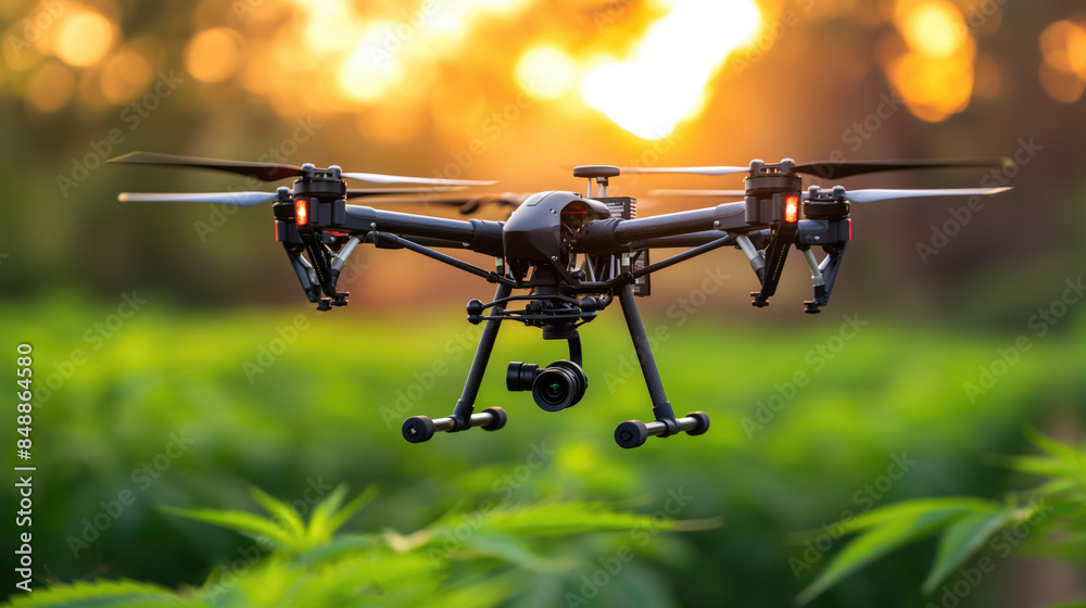 Stunning Drone in Action Captures Vibrant Green Fields and Golden Sunset. Stunning Drone in Action Captures Vibrant Green Fields and Golden Sunset.