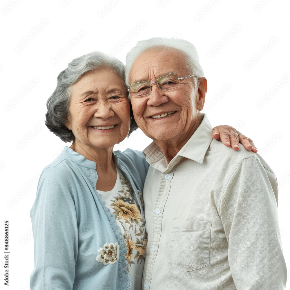 Happy senior couple in casual attire isolated on transparent background, great for retirement planning ads, senior lifestyle articles, and family promotions Happy senior couple in casual attire isolated on transparent background, great for retirement planning ads, senior lifestyle articles, and family promotions