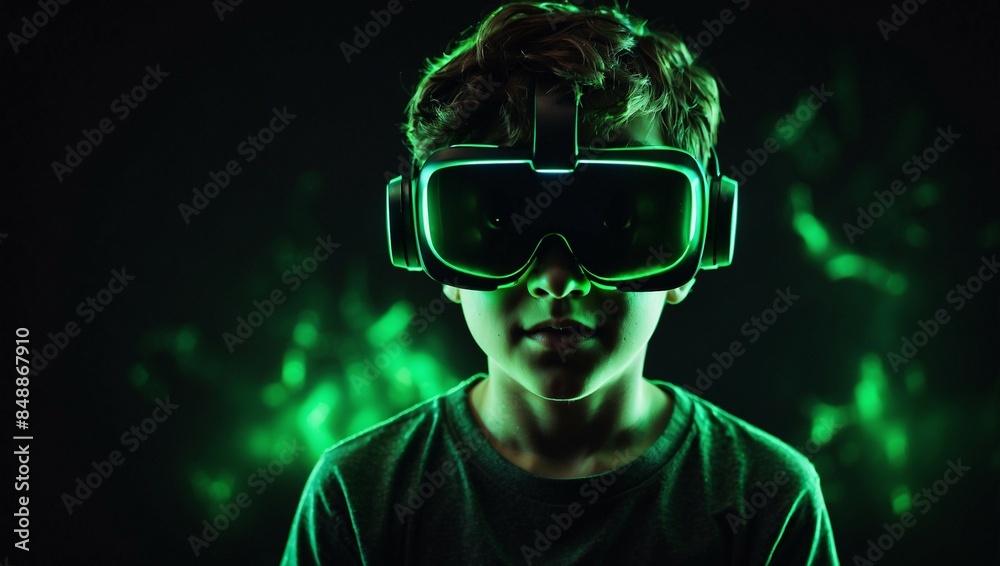 Closeup view of A boy with vr headset Closeup view of A boy with vr headset