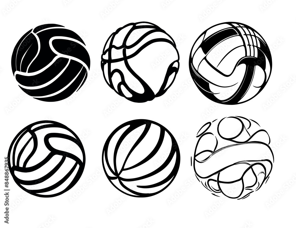 Volleyball icons set. Outline set of volleyball vector icons. volleyball eps. Cut file cricut, silhouette use Volleyball icons set. Outline set of volleyball vector icons. volleyball eps. Cut file cricut, silhouette use