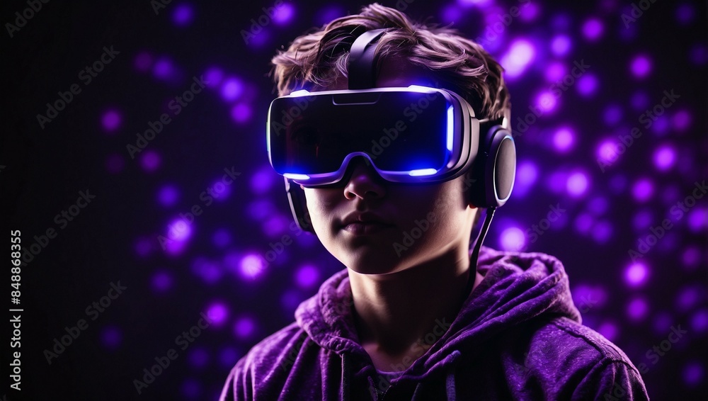 Closeup view of A boy with vr headset Closeup view of A boy with vr headset