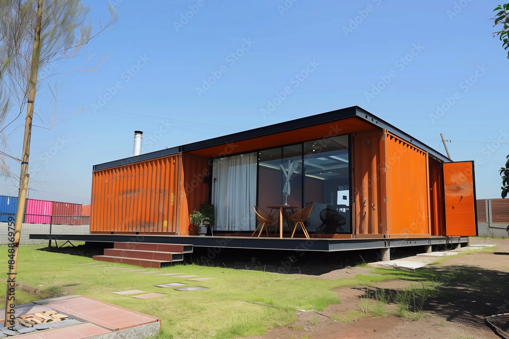 Modern metal building made from shipping house containers Modern metal building made from shipping house containers