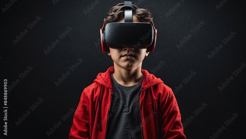 Closeup view of A boy with vr headset Closeup view of A boy with vr headset