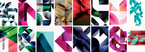 Triangles and circles abstract shapes templates set