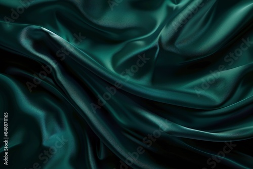 Abstract Luxury gradient green background. Smooth Dark blue with Black vignette Studio Banner - generative ai