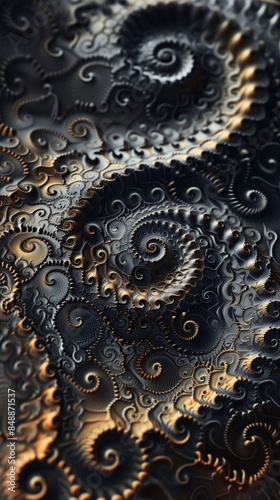 intricate pattern of spirals and circles forming a fractal design