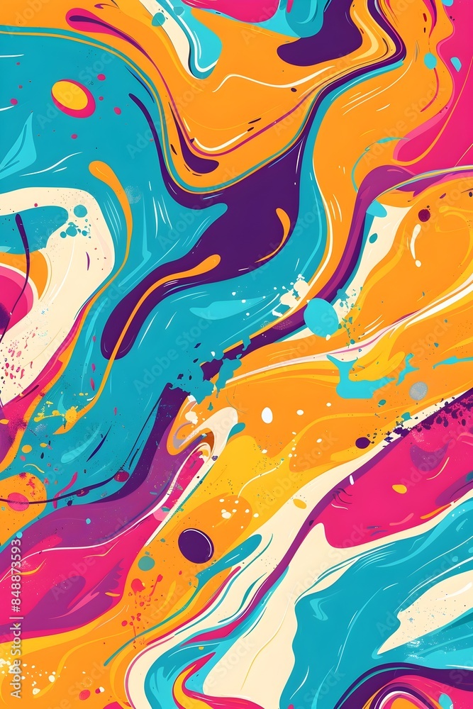 Vibrant Abstract Pattern with Dynamic Swirls and Splashes of Vivid Colors Vibrant Abstract Pattern with Dynamic Swirls and Splashes of Vivid Colors